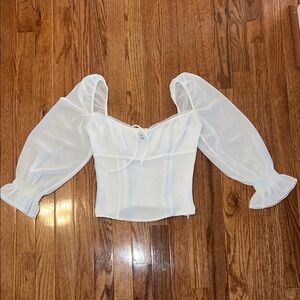 Wilfred Aritzia White Novella Long Sleeve Blouse Women’s Size Small